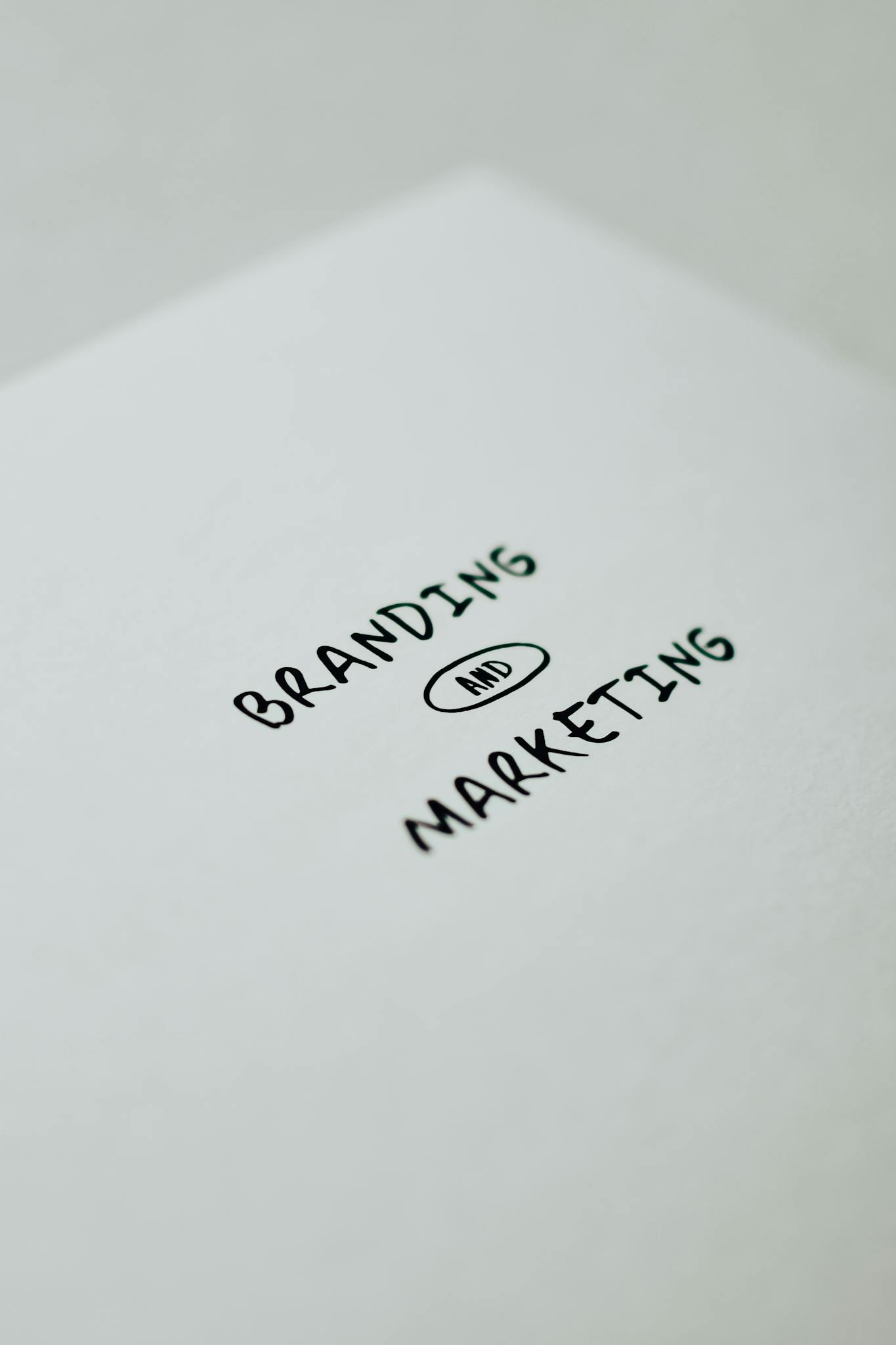 Minimalistic design showcasing 'branding and marketing' text for business strategy visuals.