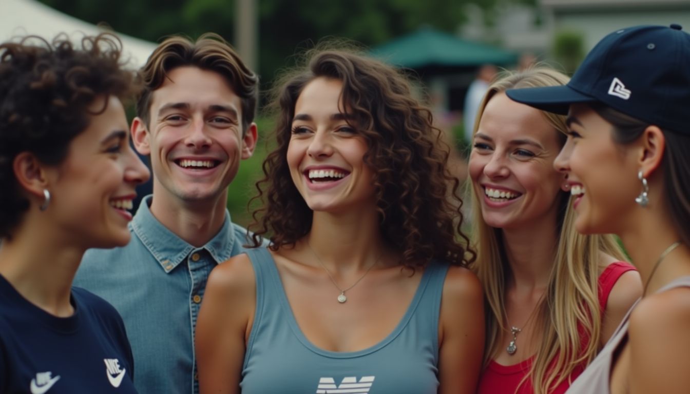 A group of young adults enjoying each other's company in a casual outdoor setting.